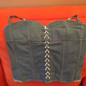 Bodice from VC, denim with spandex and lace trim